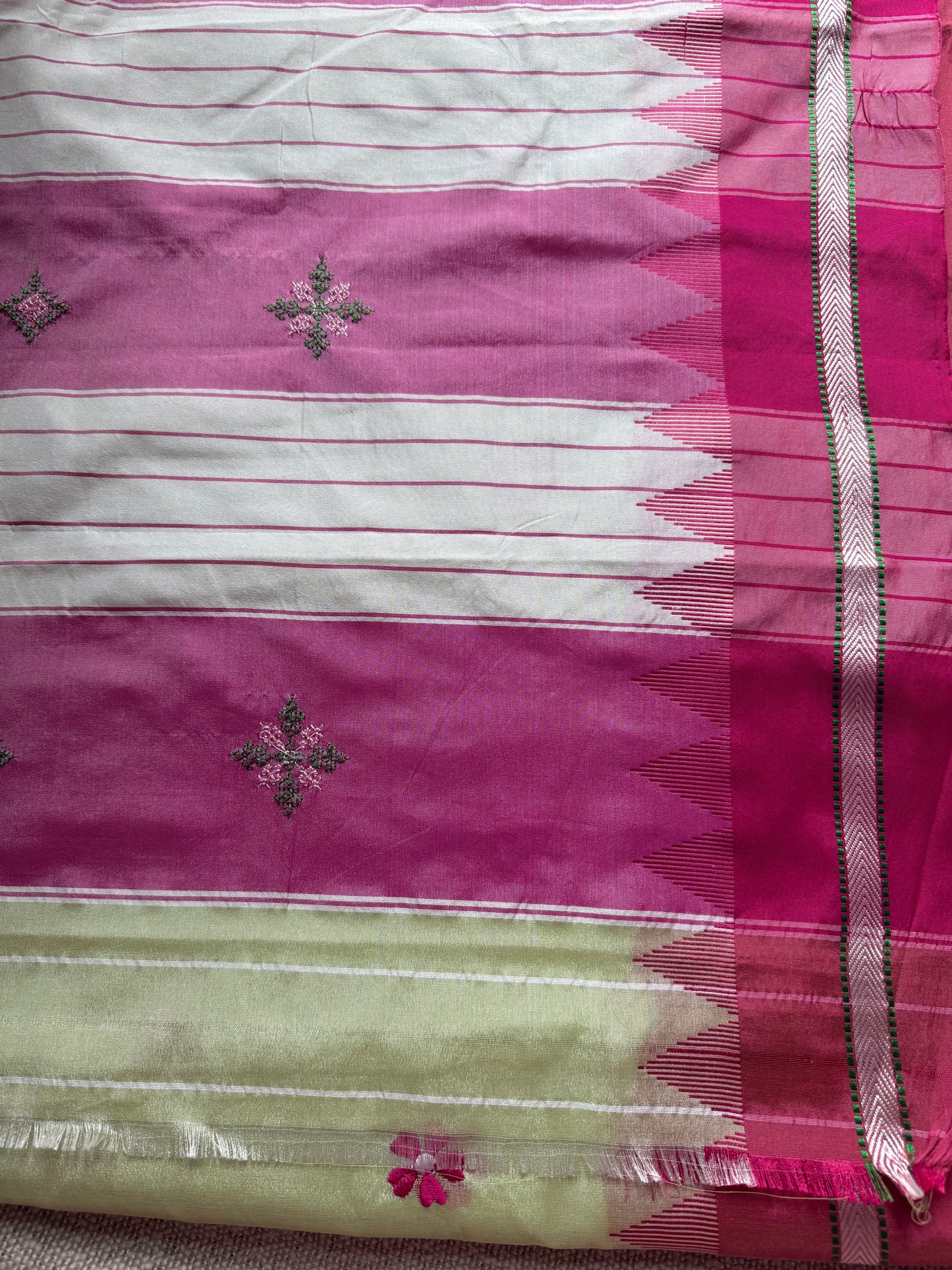 Lemon Yellow with Pink Sadafuli Irkal Saree