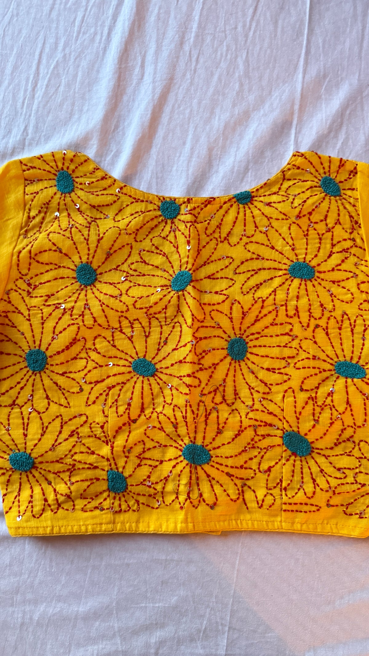 Daisy Embroidered Yellow Blouse