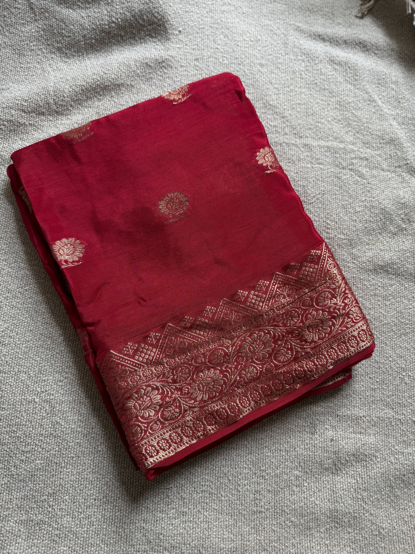 Red Crepe Silk Saree