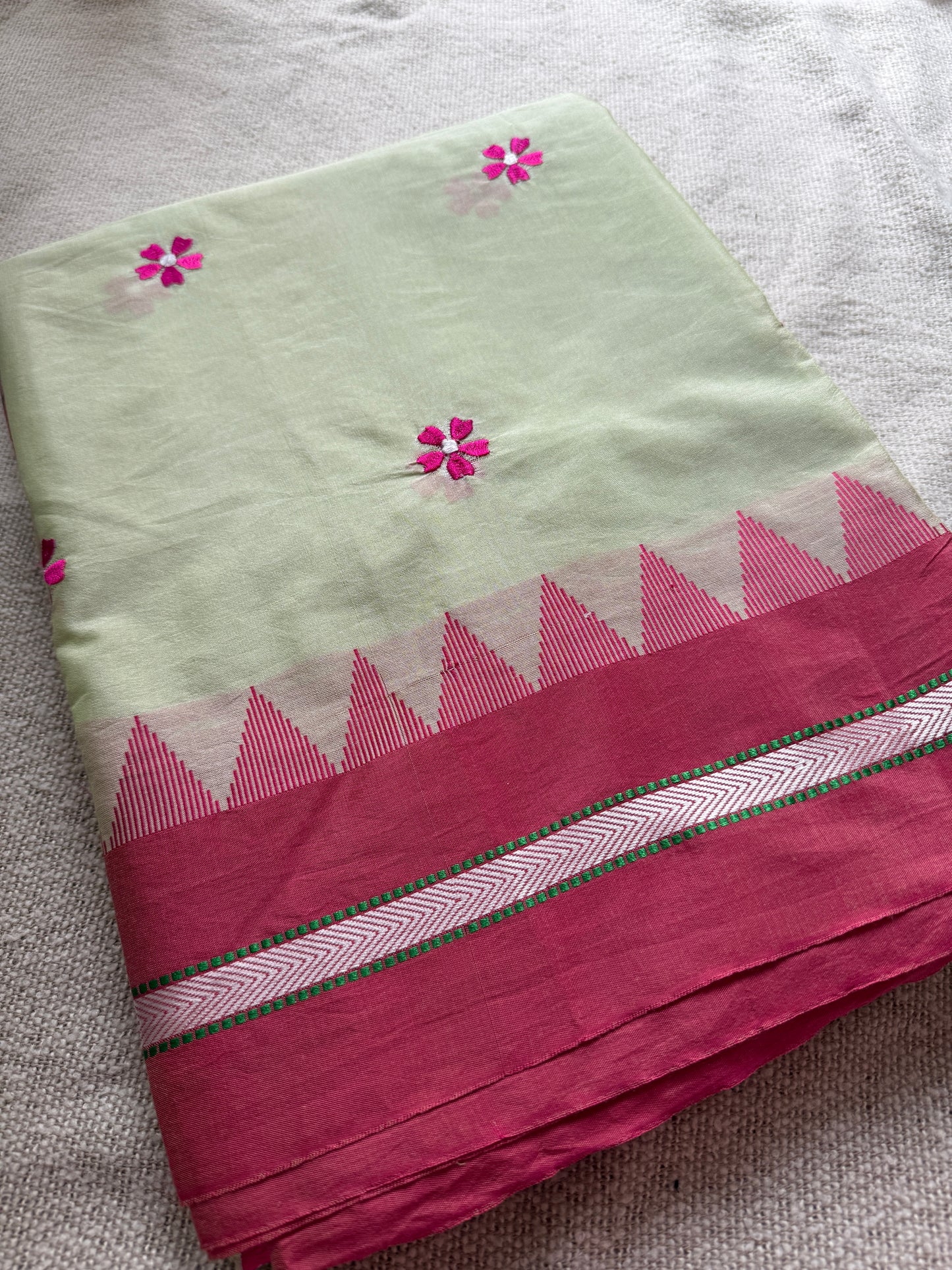 Lemon Yellow with Pink Sadafuli Irkal Saree