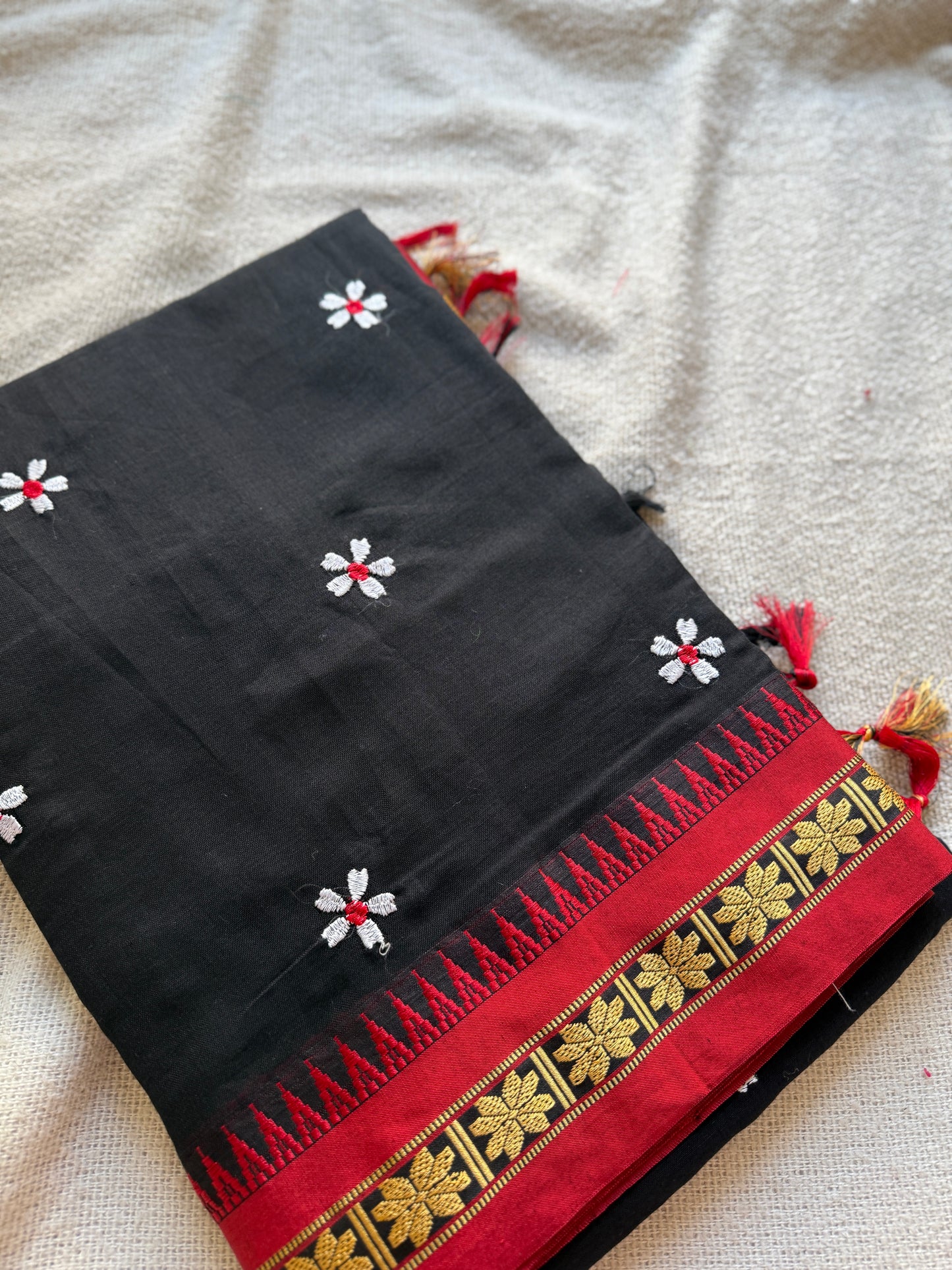 Temple Border Sadafuli Black Saree