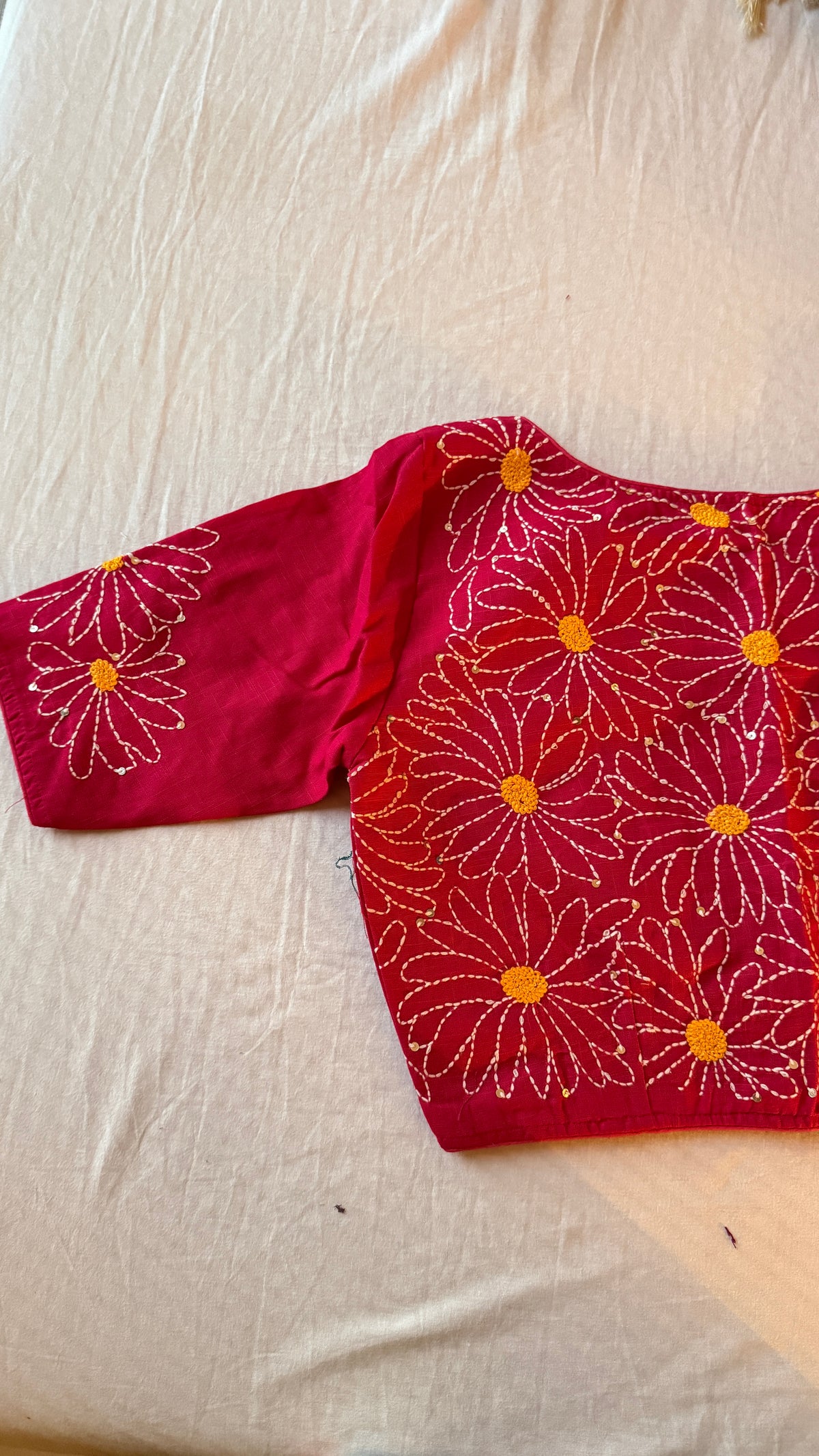 Daisy Embroidery Pink Blouse
