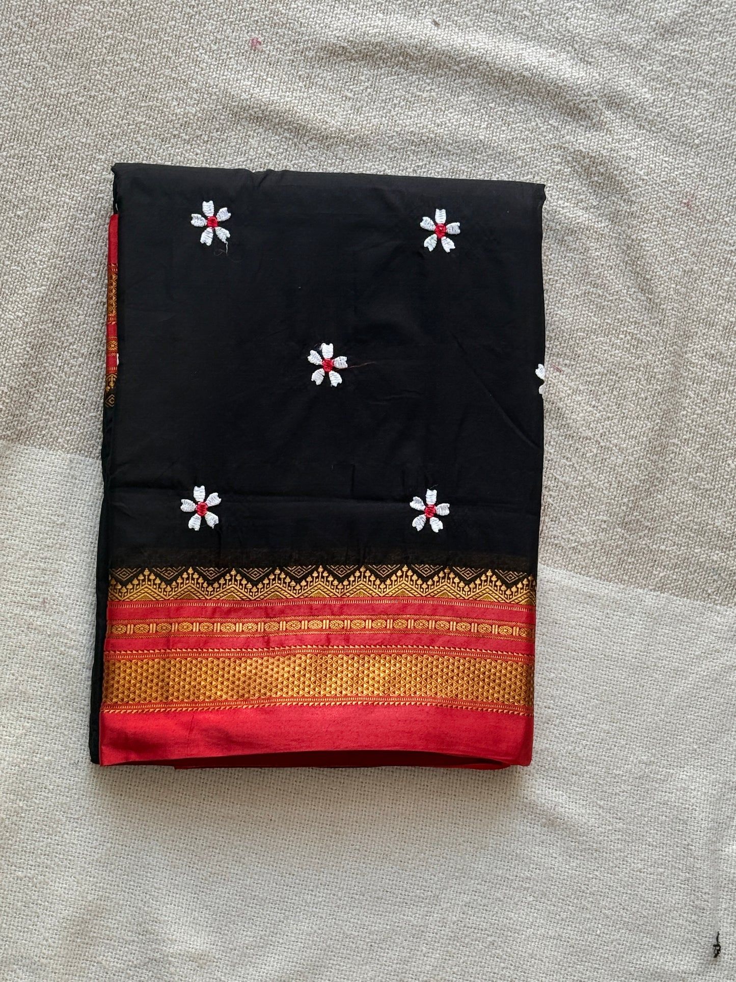 Irkal Temple Border Sadafuli Black Saree