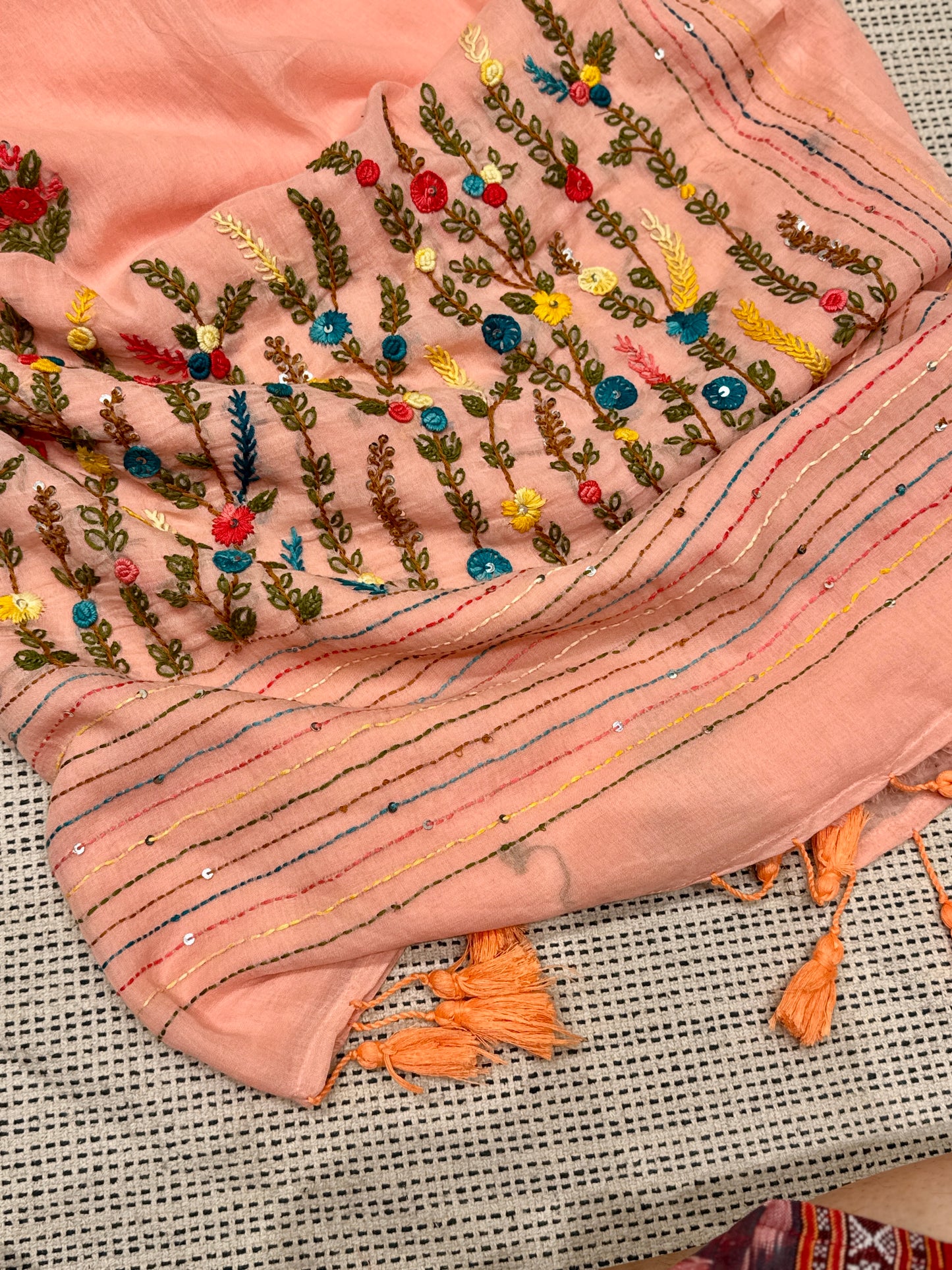 Peach Manjari saree