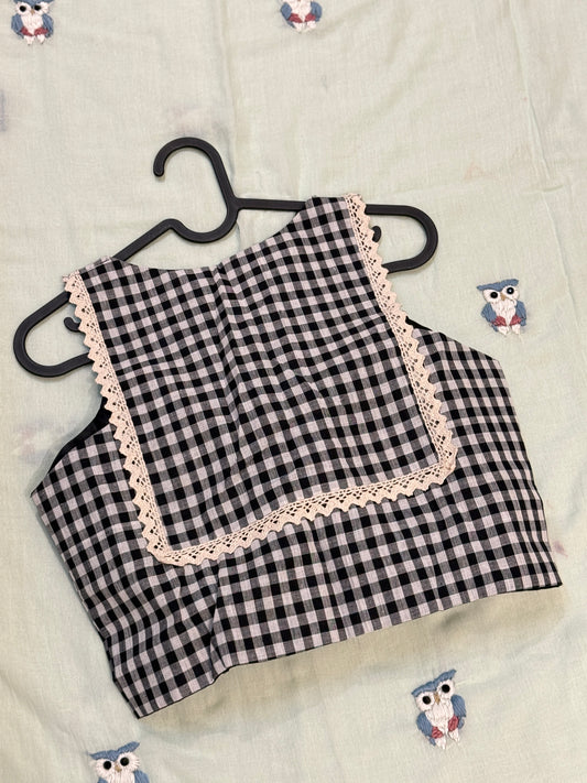 Black and White checkered Halterneck Blouse