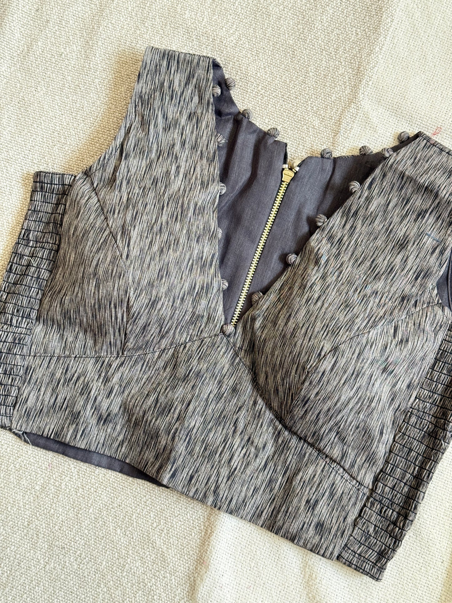 Side Stretch V Neck Blouse