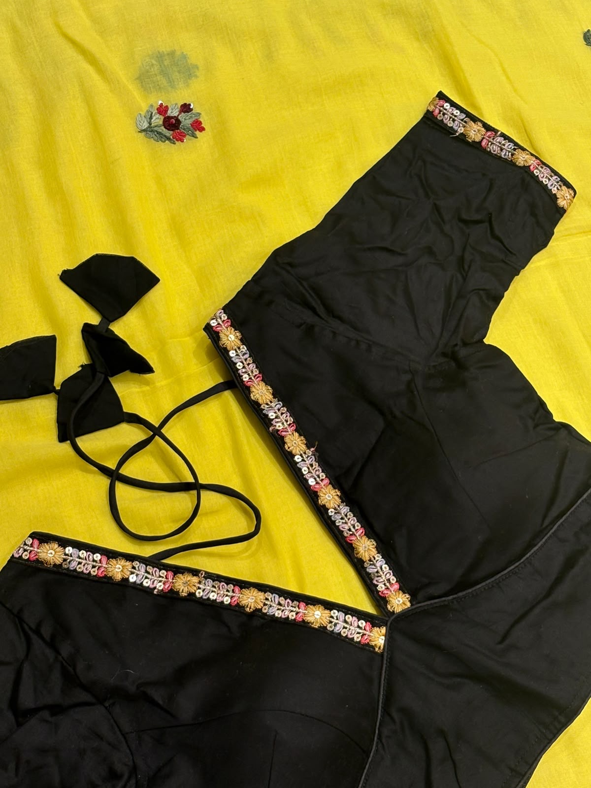 V-Neck Black Blouse with Sleeves
