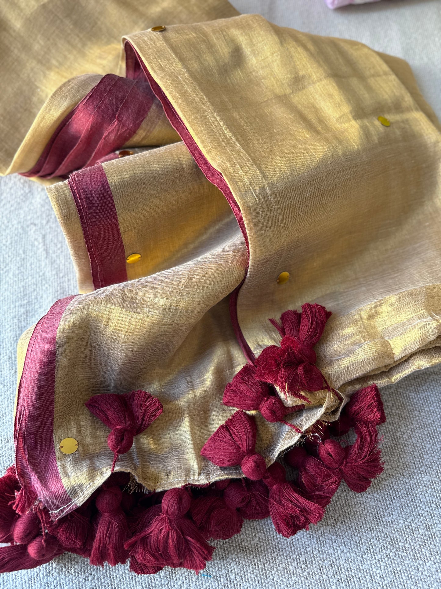 Raga Tissue Big Tussles Sequins Saree