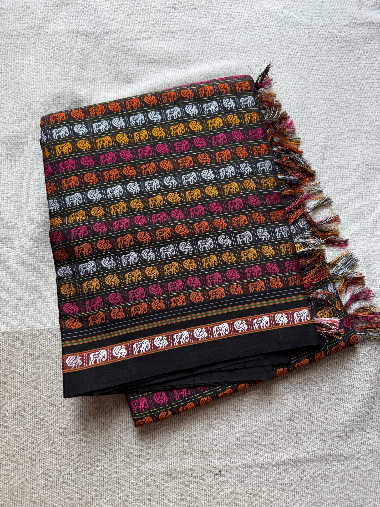Multicolour Hati Mor Saree