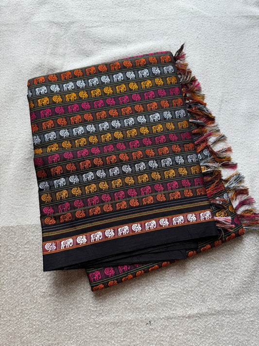 Multicolour Hati Mor Saree