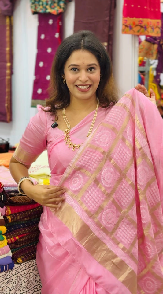 The Bandhej Silk Affair ( Pink)