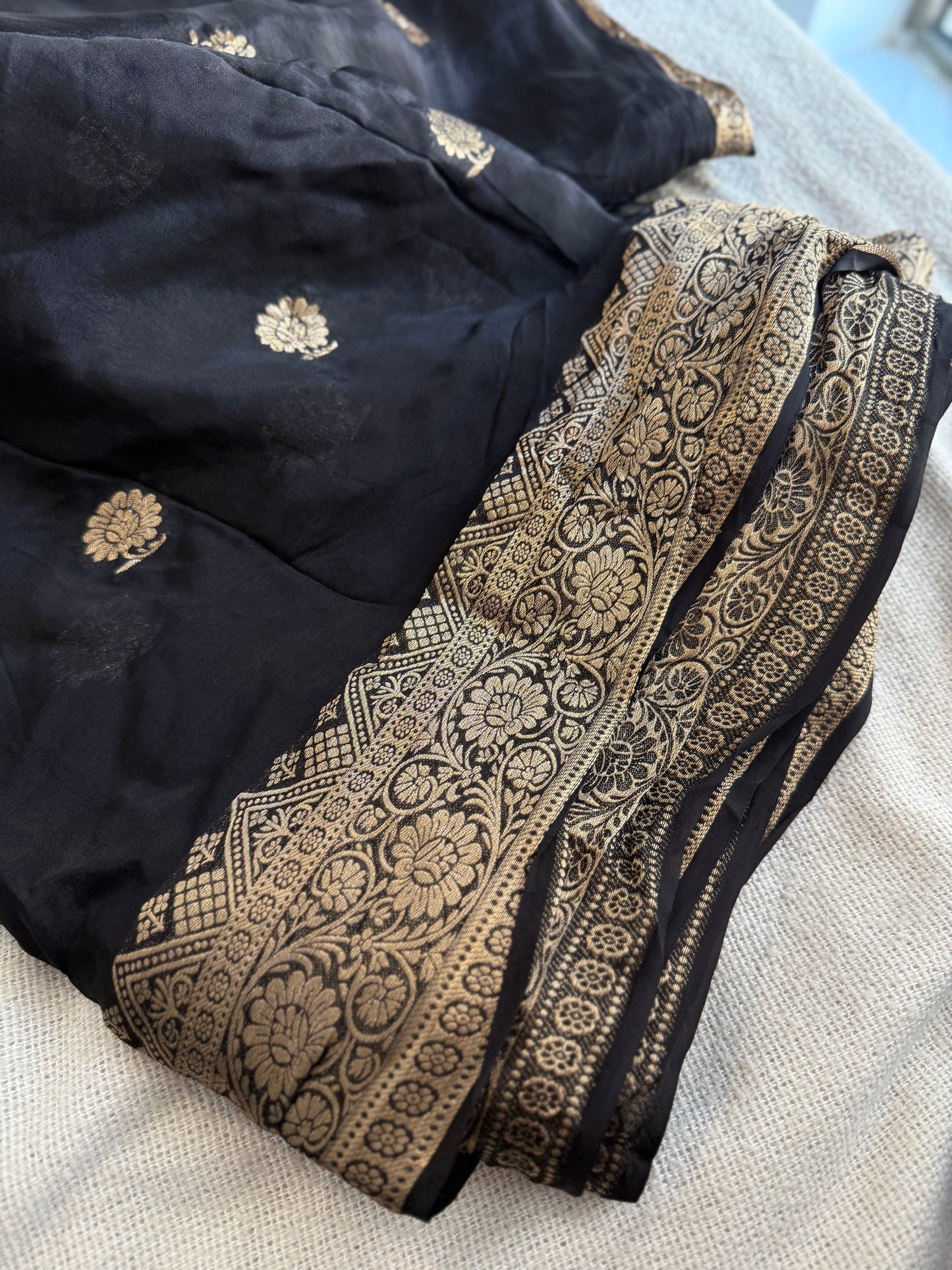 Black Crepe Saree