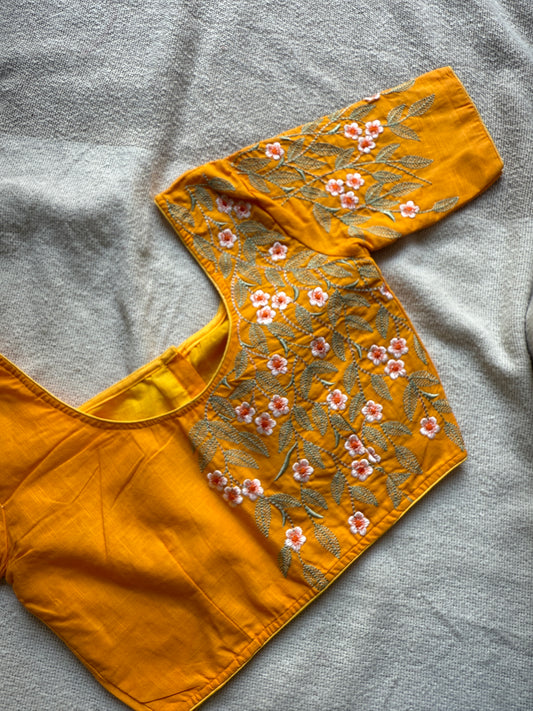 Yellow Floral Embroidered Blouse