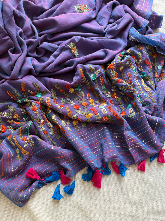 Dual Shade Purple Manjari Saree