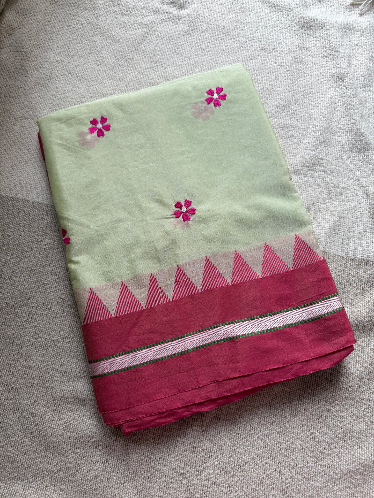 Lemon Yellow with Pink Sadafuli Irkal Saree