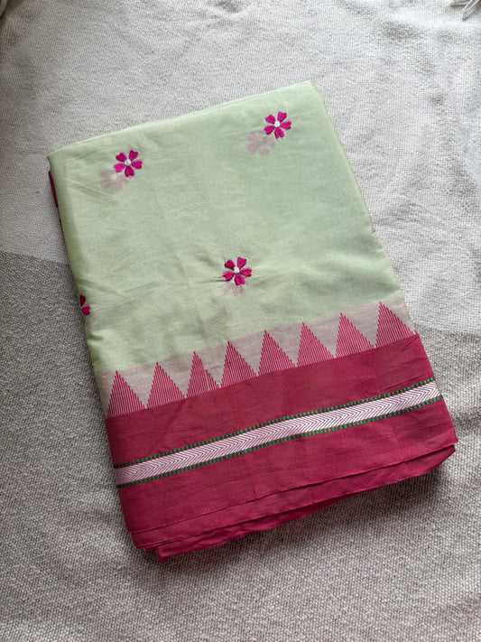 Lemon Yellow with Pink Sadafuli Irkal Saree