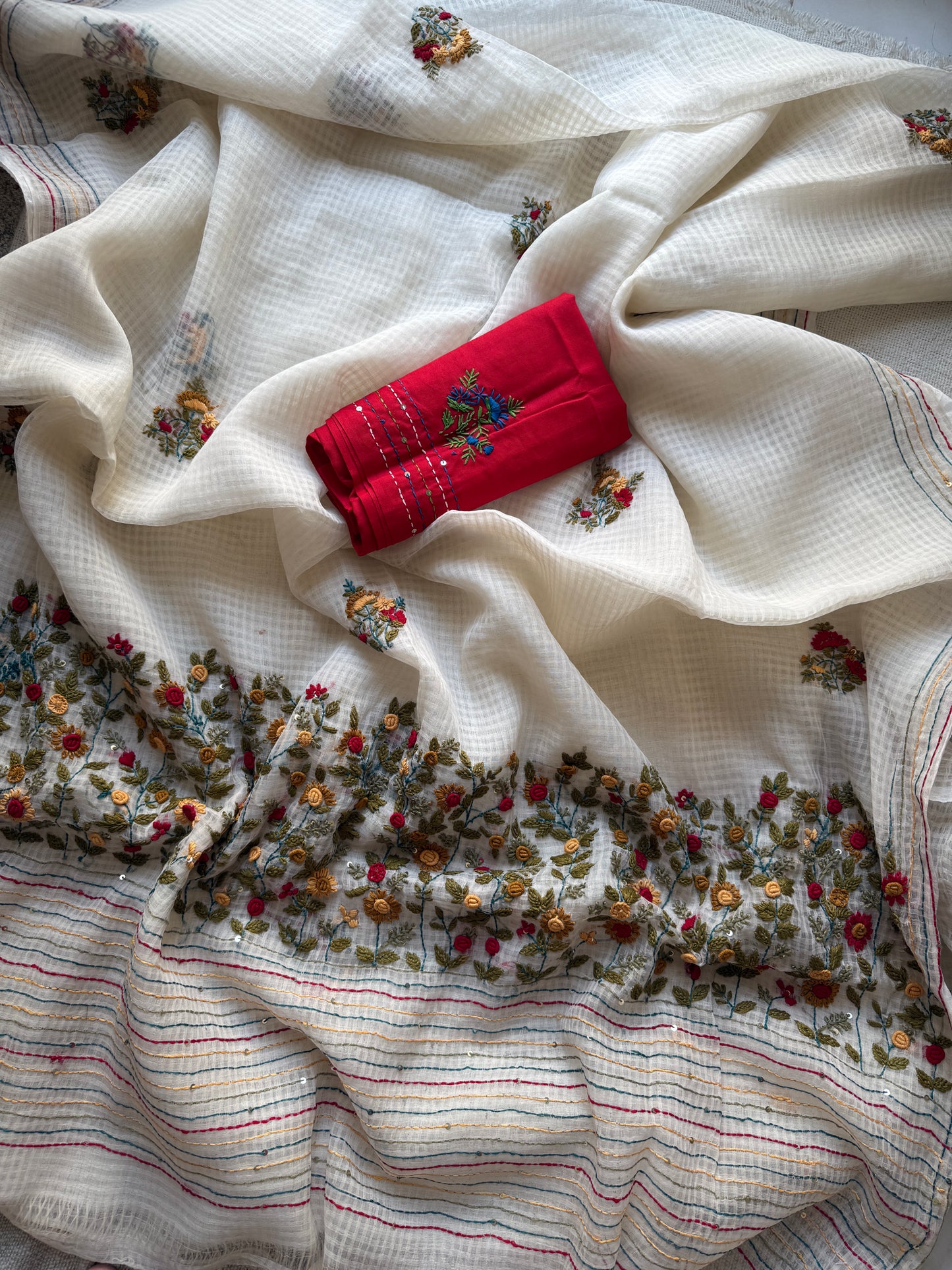 White Kota Manjari Saree