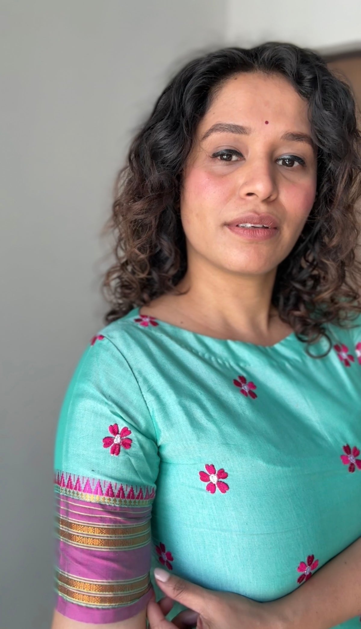 Teal-Blue Narayanpeth Short kurti