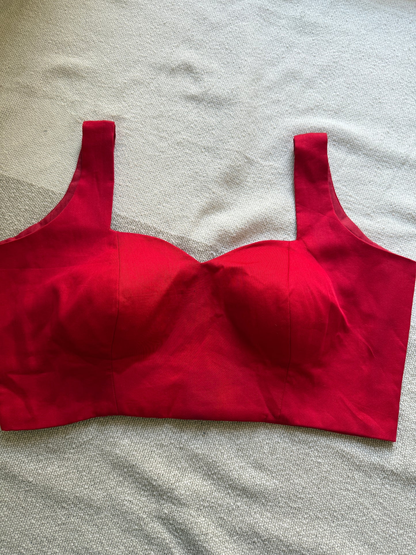 Red Sweetheart Neck Blouse