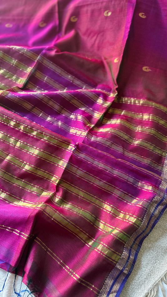 Moon Butta Double Bordet Maheshwari (Magenta) 🌸