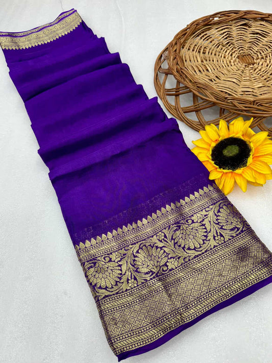 Purple Crepe Saree!