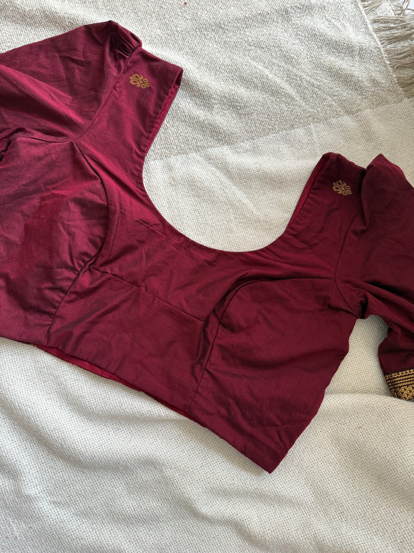 Maroon Silk Puff Sleeves Blouse!
