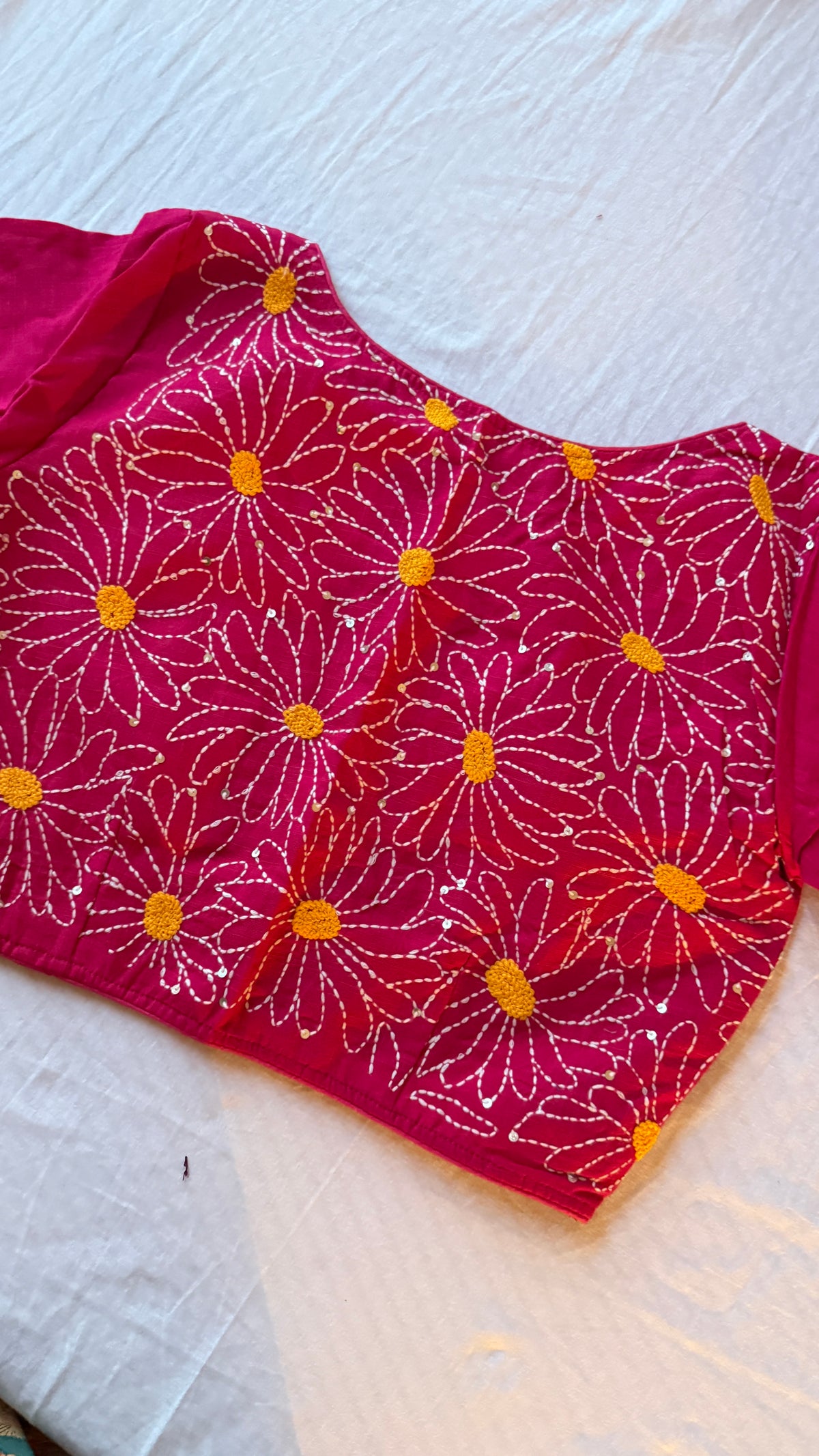 Daisy Embroidery Pink Blouse
