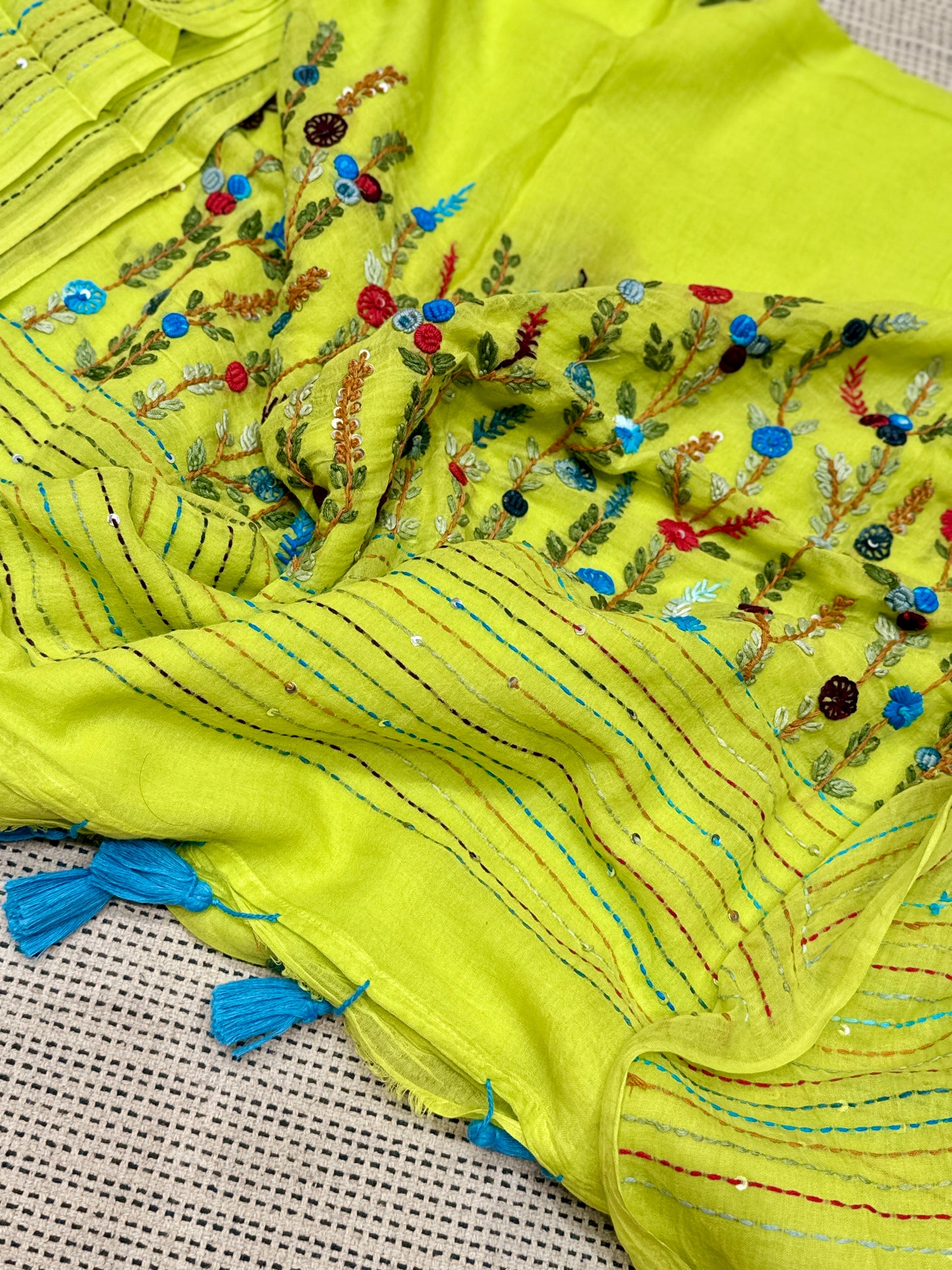 Neon Green Manjari saree
