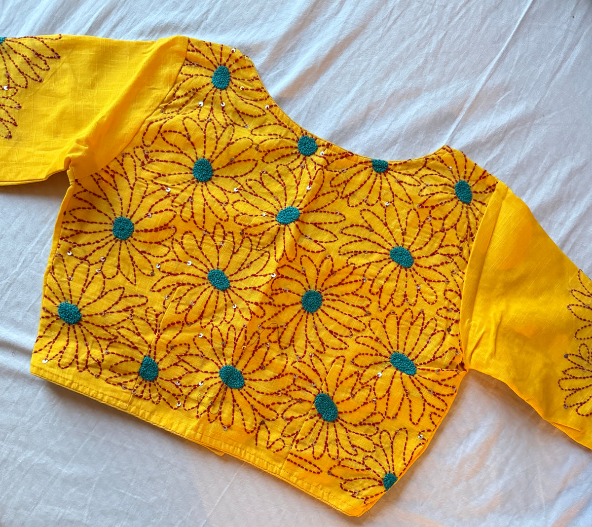 Daisy Embroidered Yellow Blouse