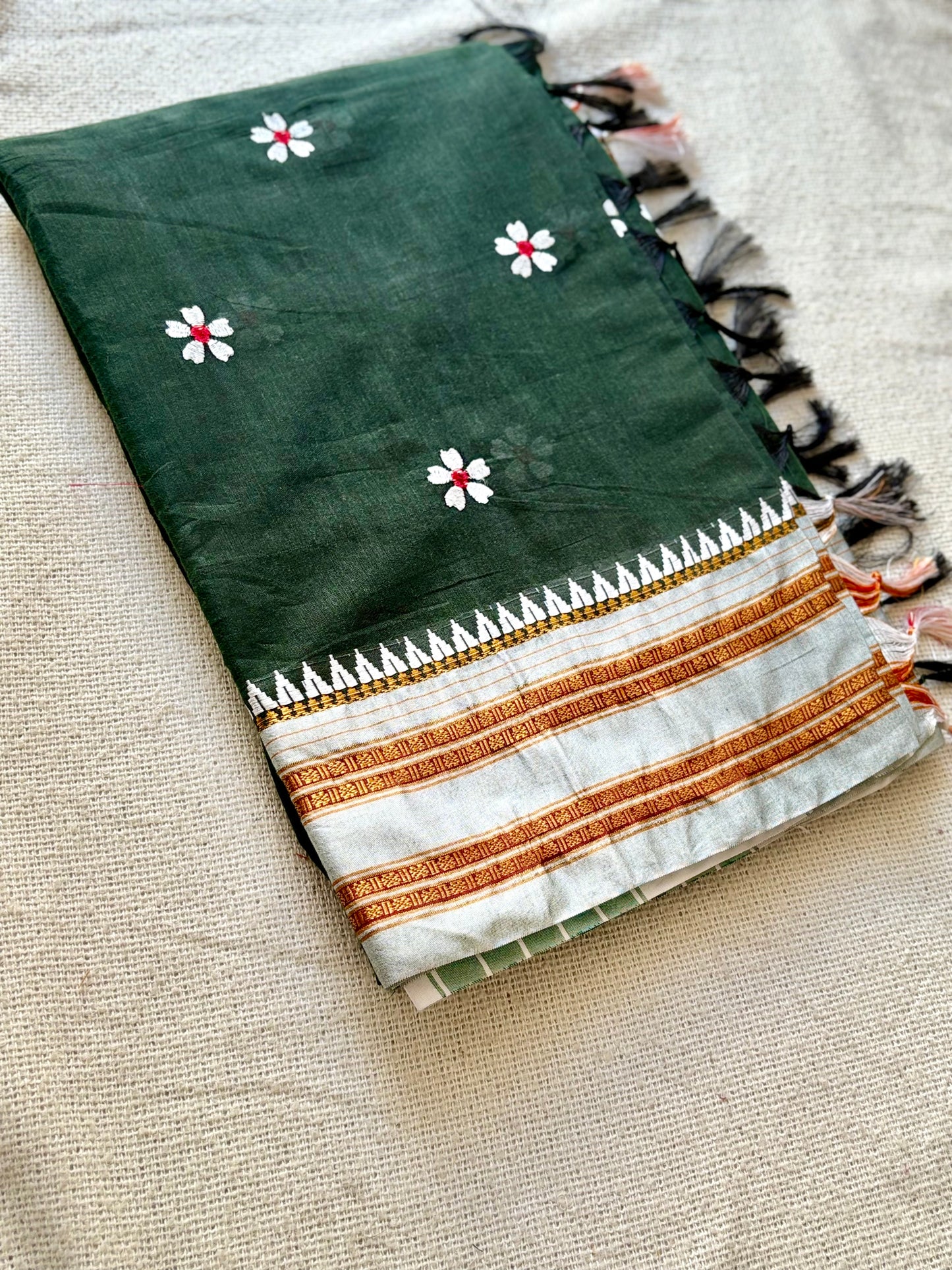 Narayanpeth Sadafuli Green Saree