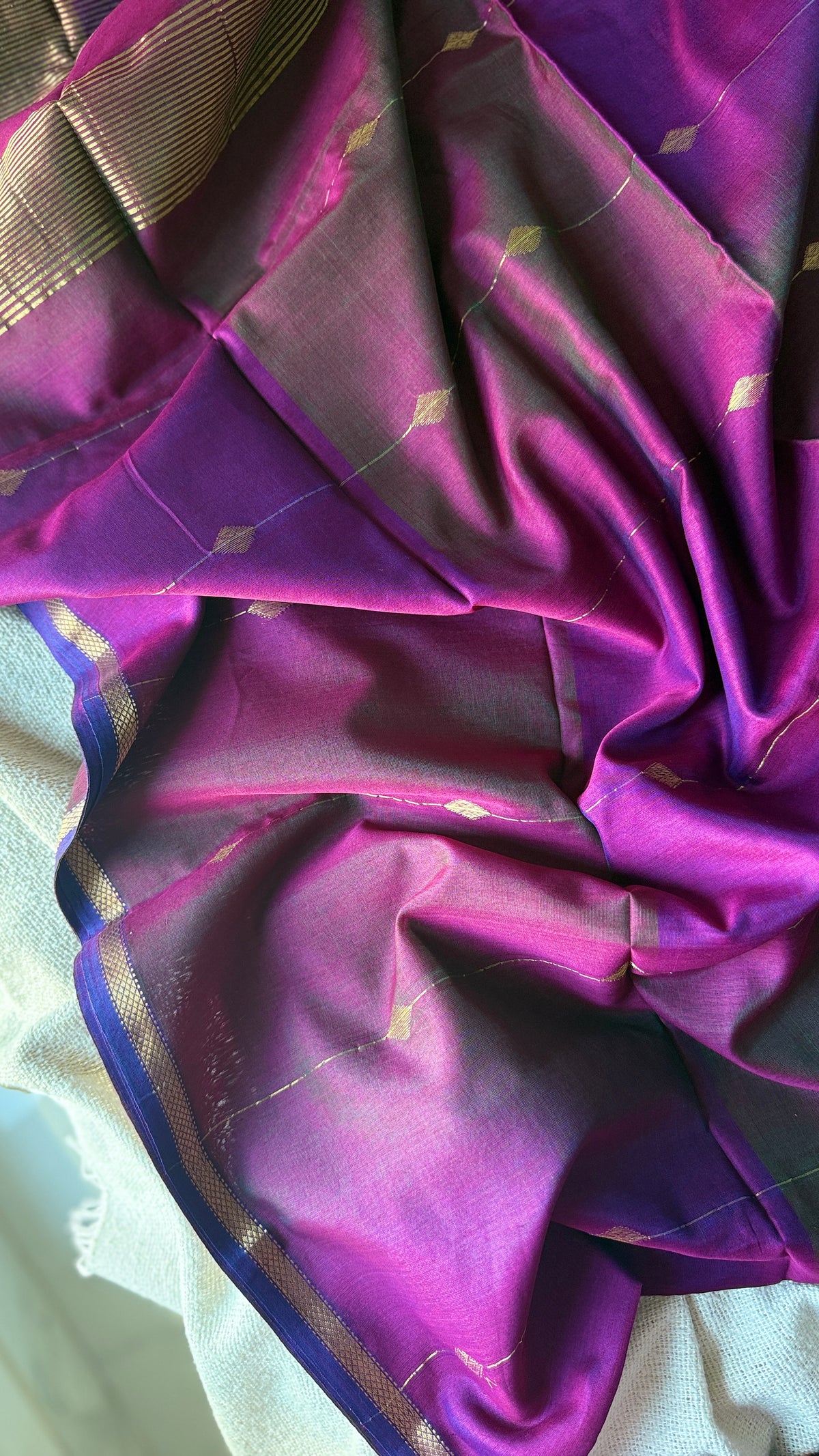 Diamond Butta Maheshwari with Small Border (Purple) 🌸