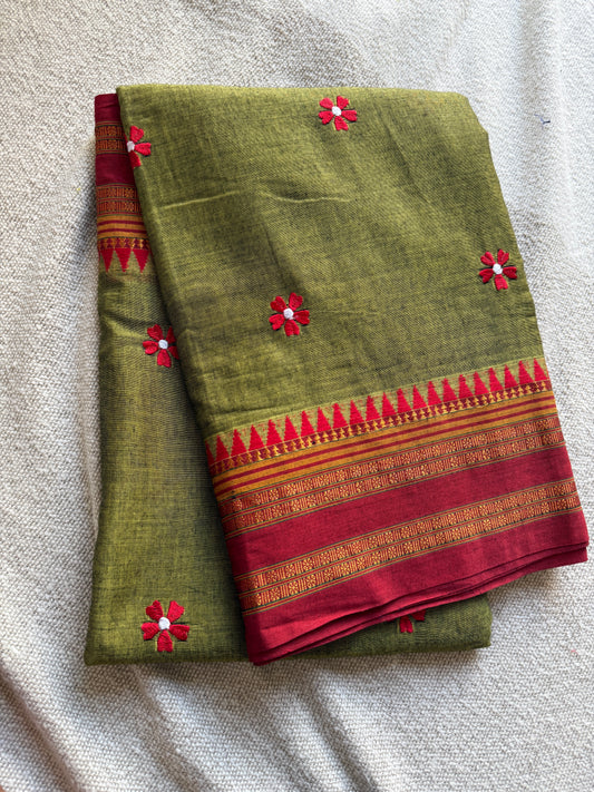 Mehendi Green Narayanpeth Sadafuli Saree