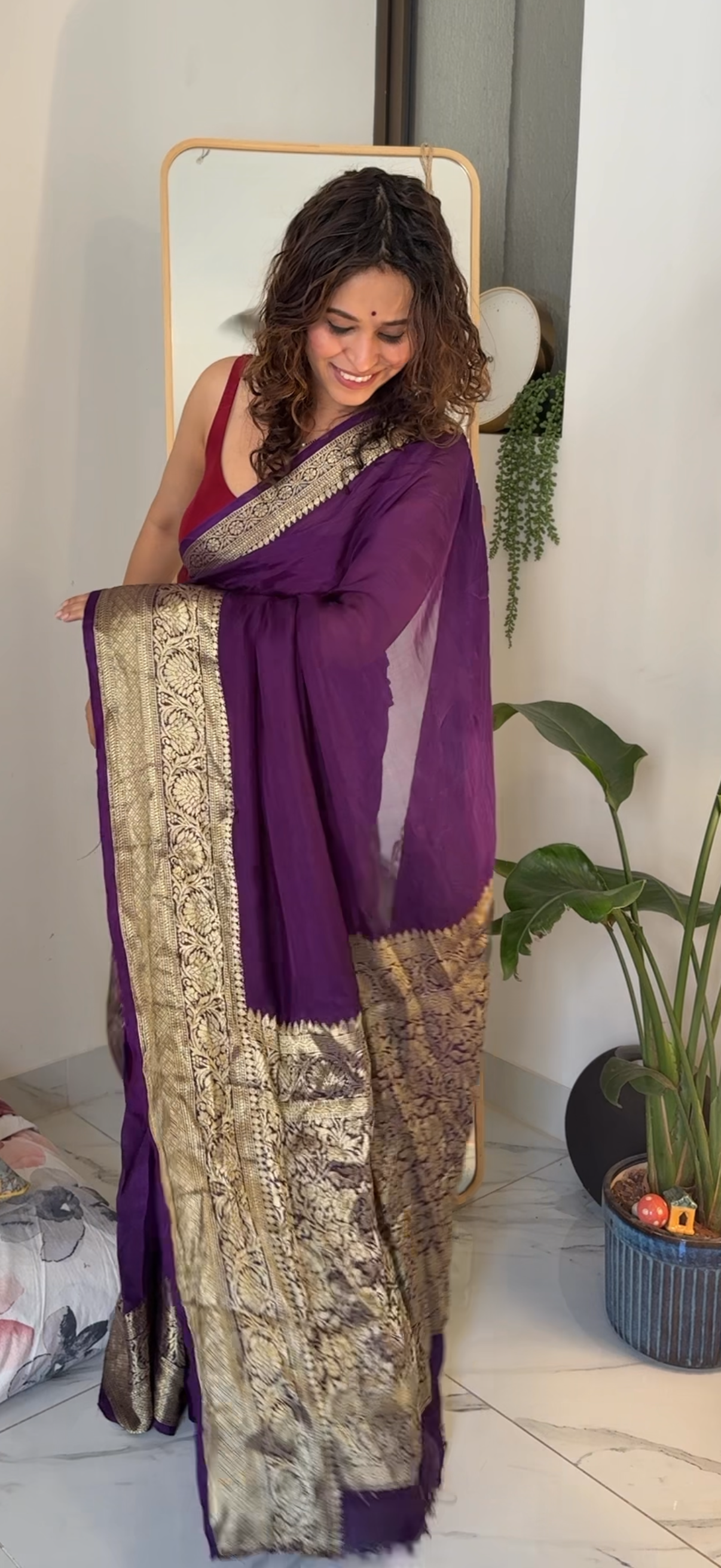 Purple Crepe Saree!