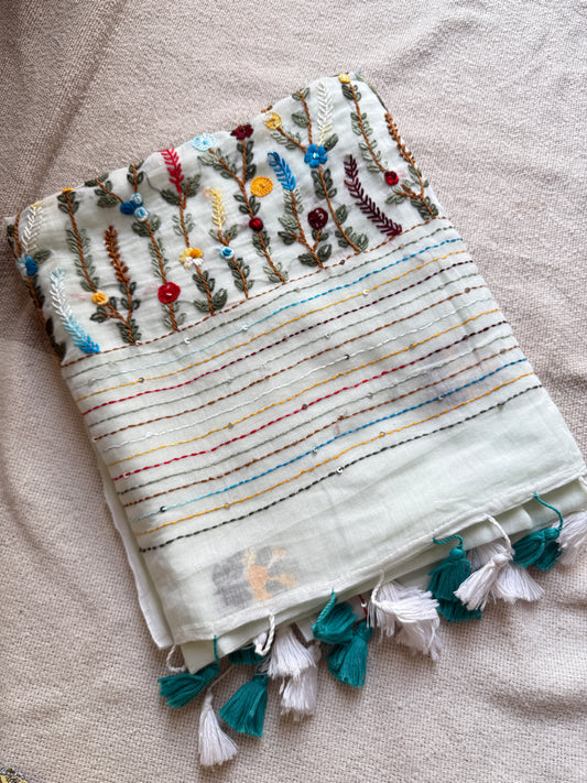 Aqua Blue Manjari Saree