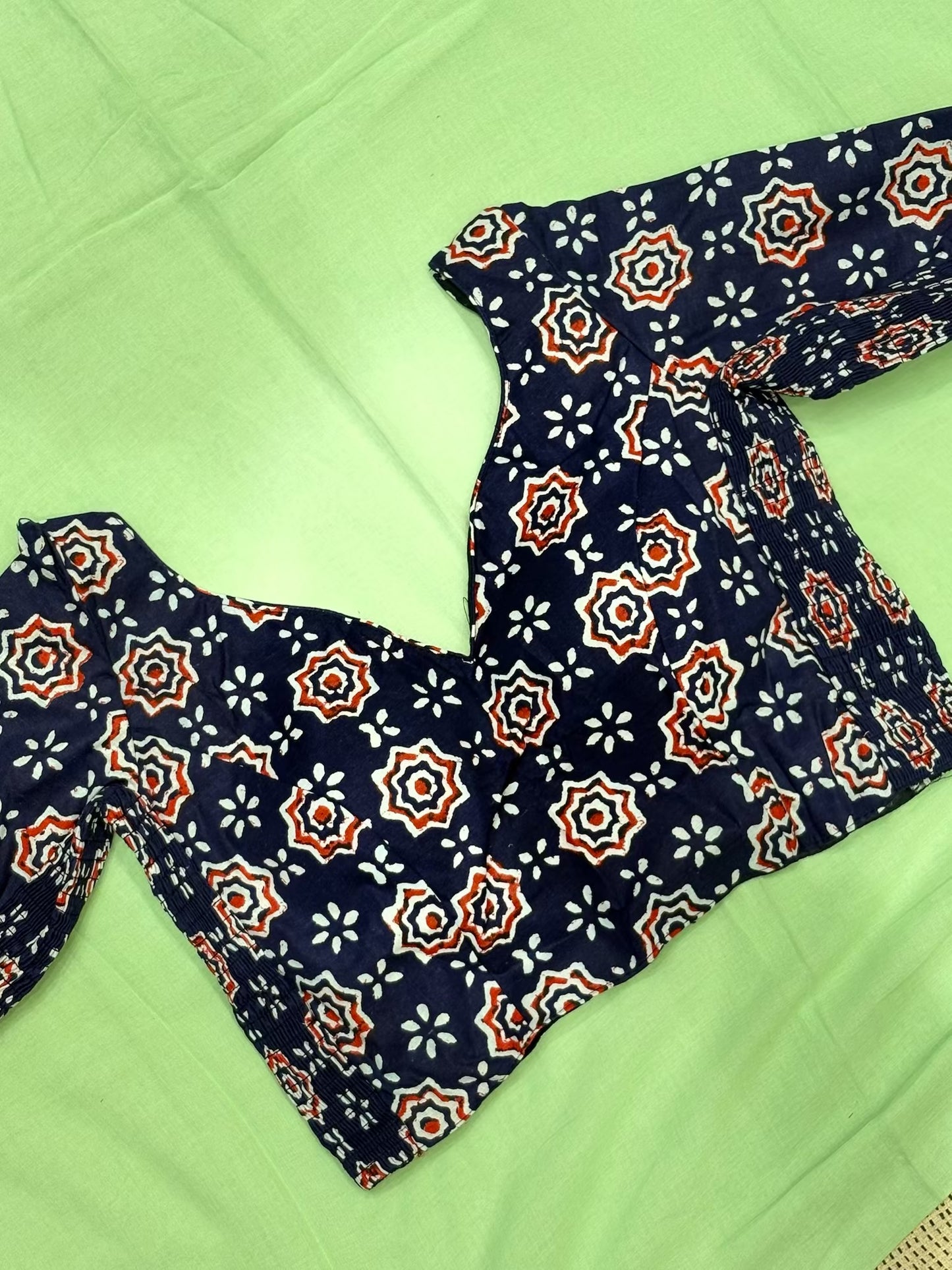 Block Print Cotton Side Stretch Blouse