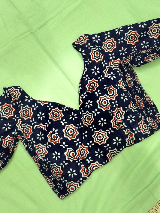 Block Print Cotton Side Stretch Blouse