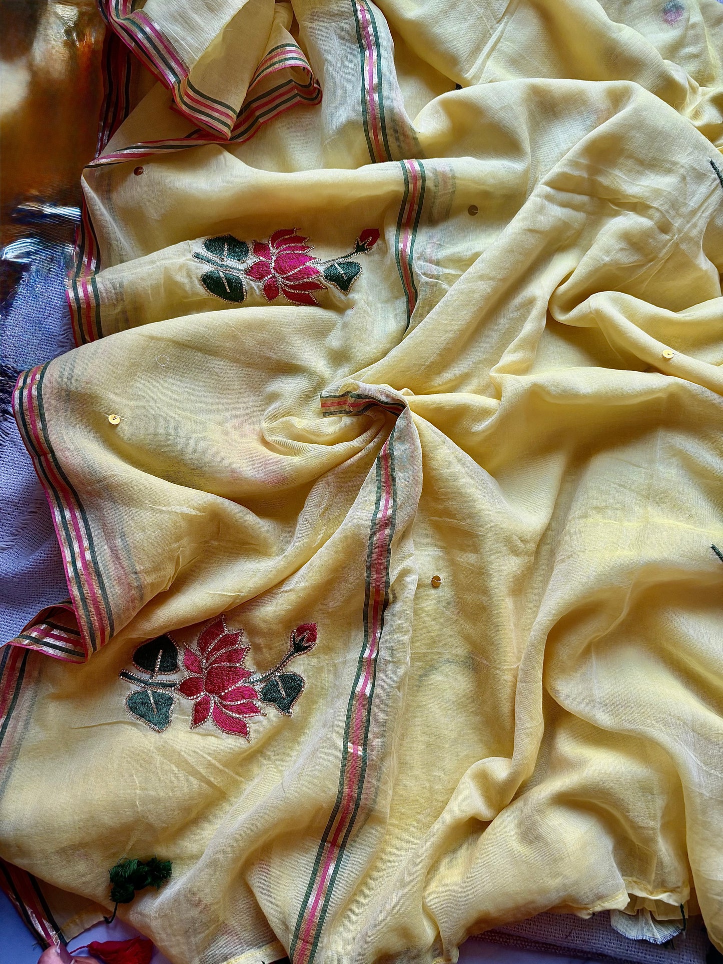 Lotus Design Mul Cotton Saree