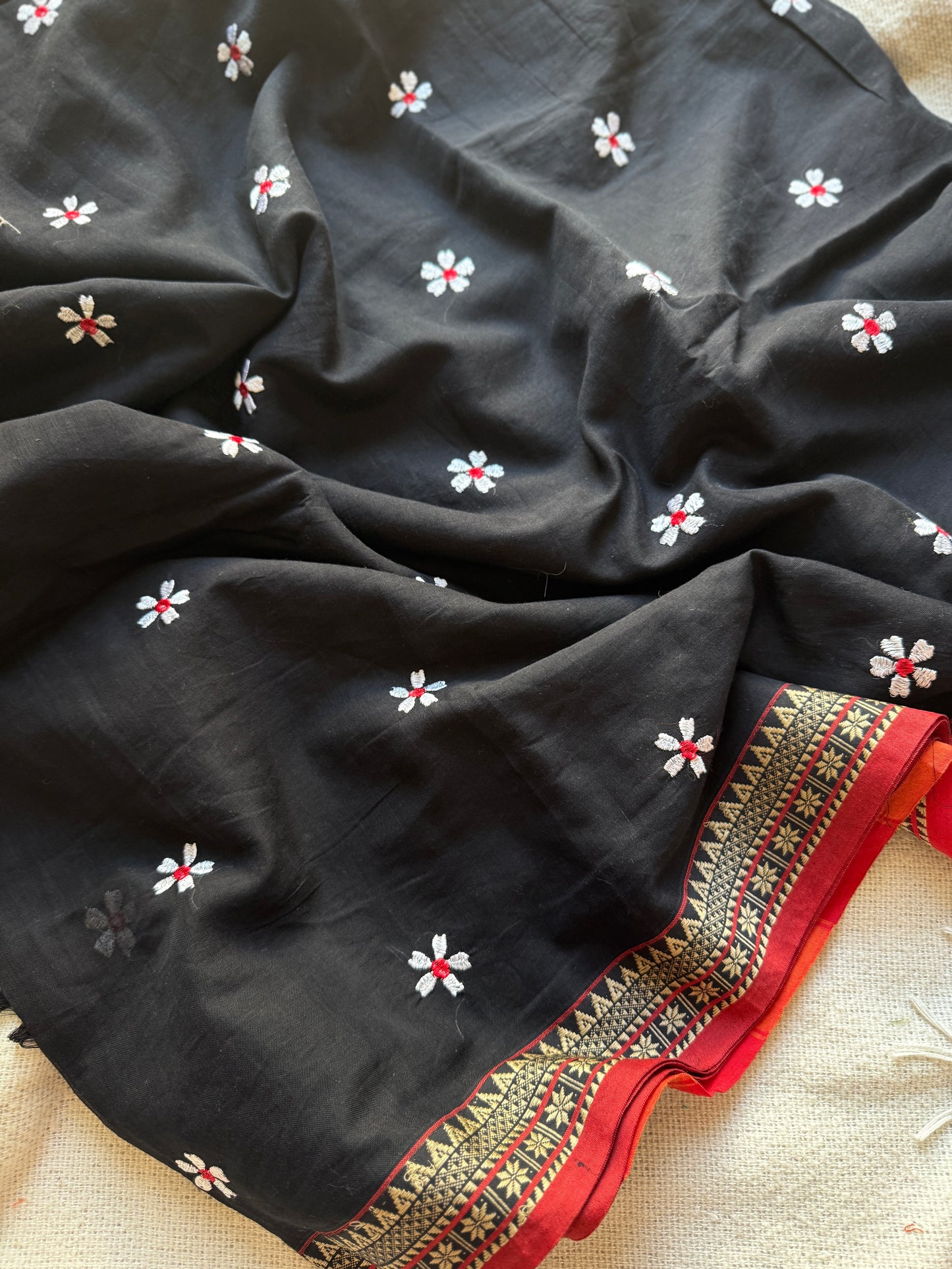 Sitara Temple Border Black Sadafuli Saree