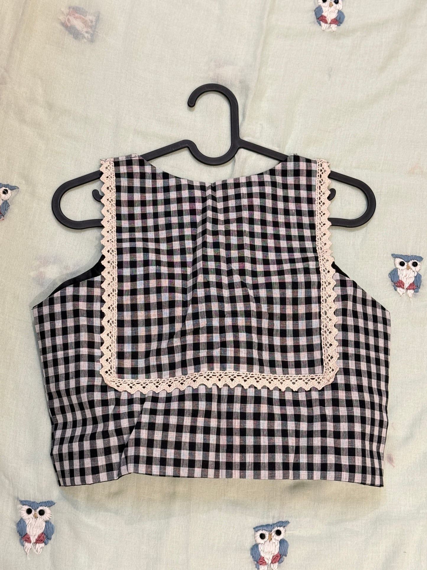 Black and White checkered Halterneck Blouse