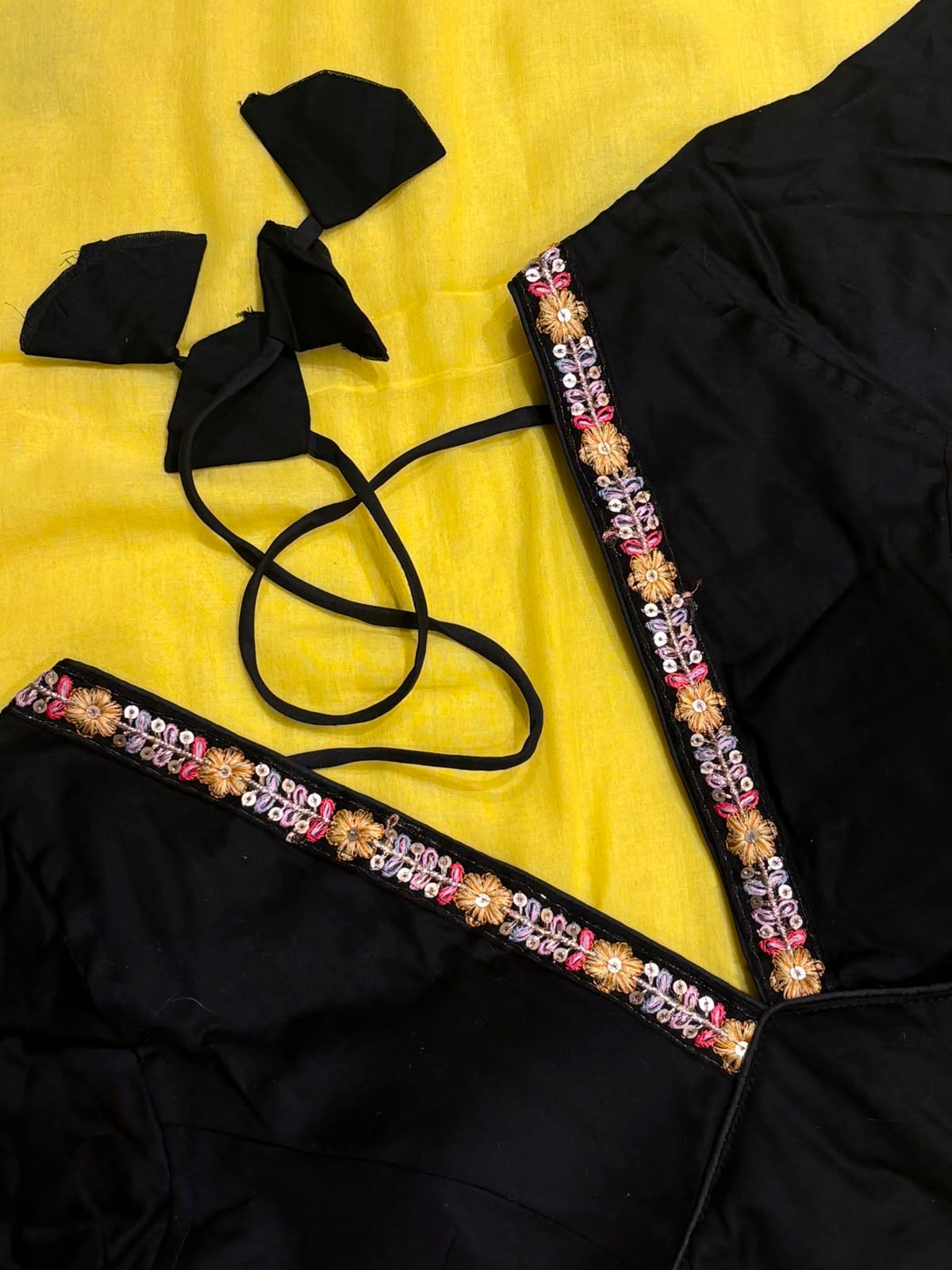V-Neck Black Blouse with Sleeves