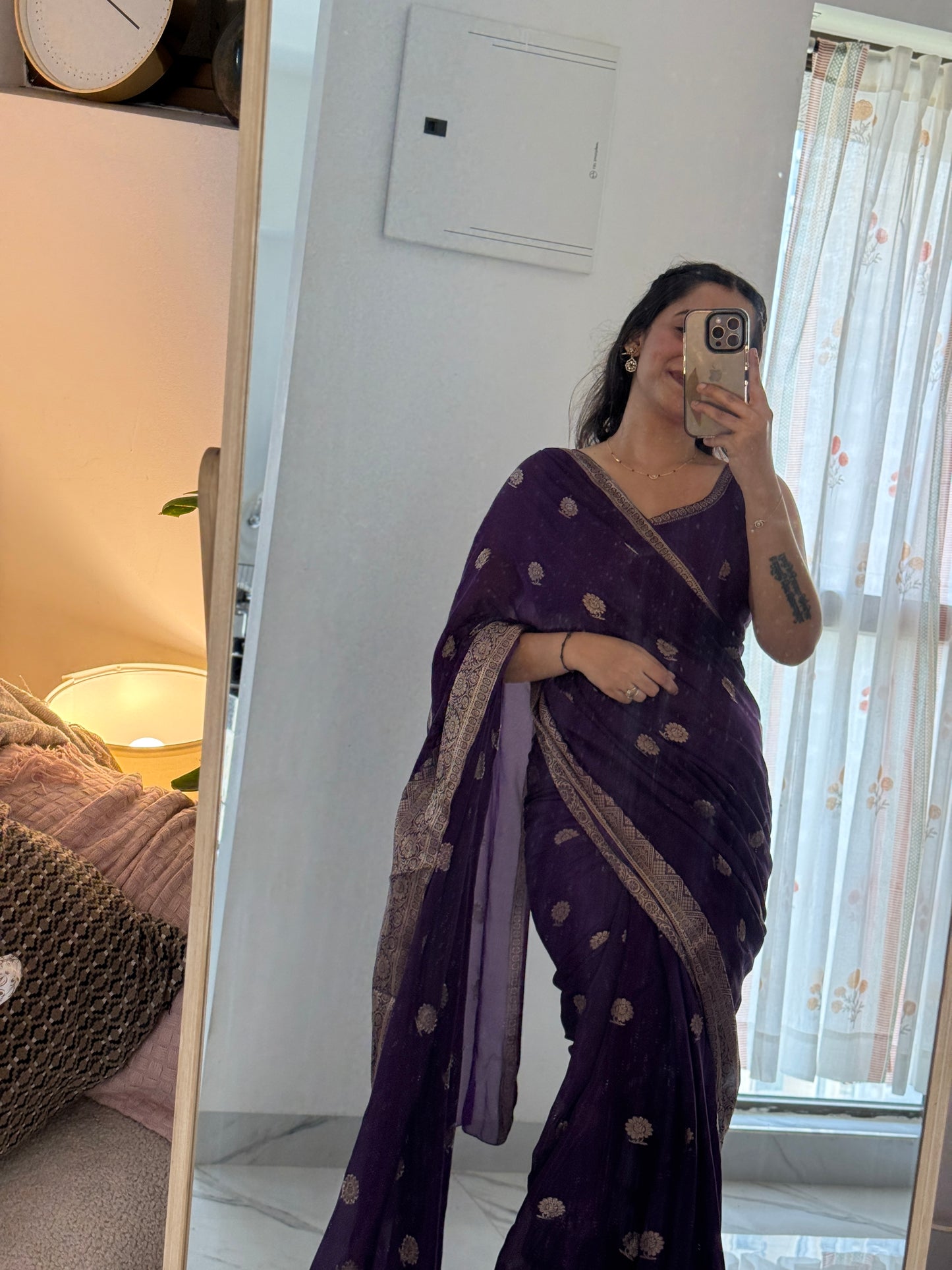 Purple Crepe Silk Saree