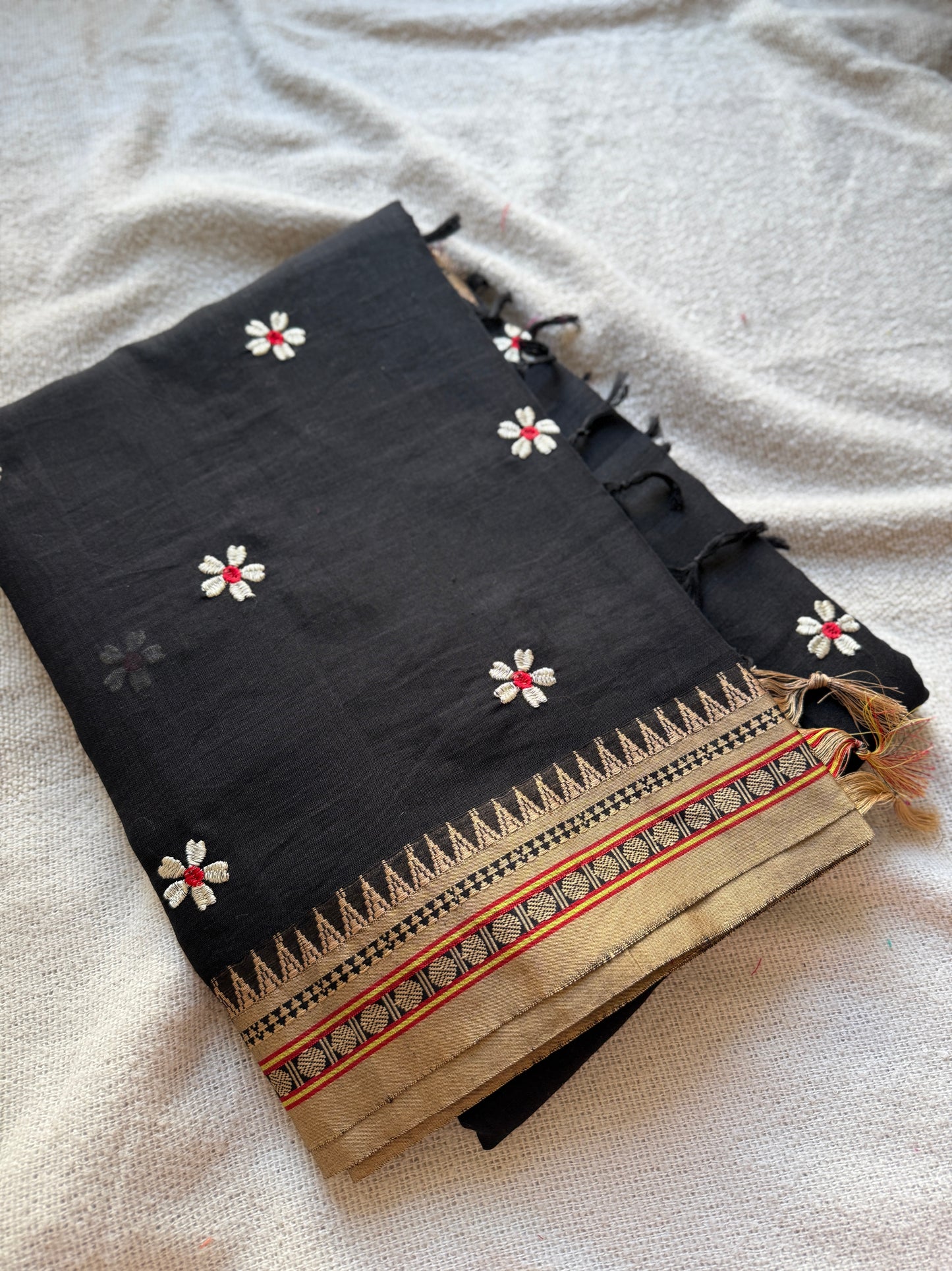 Temple Border Sadafuli Black Saree