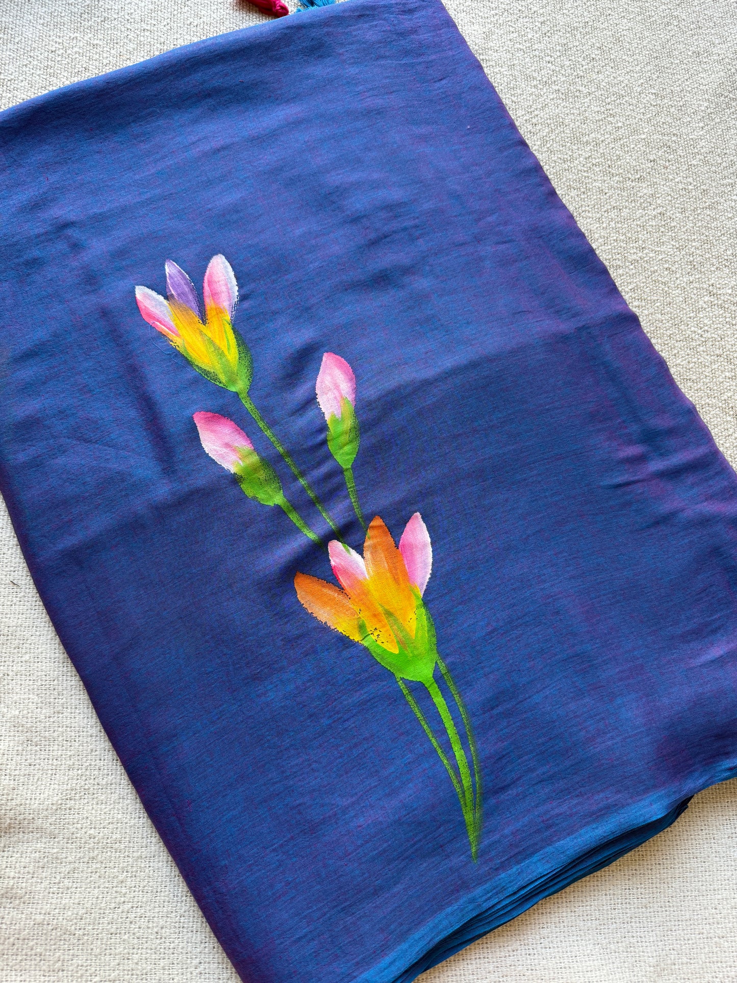 Purple Handpained Saree