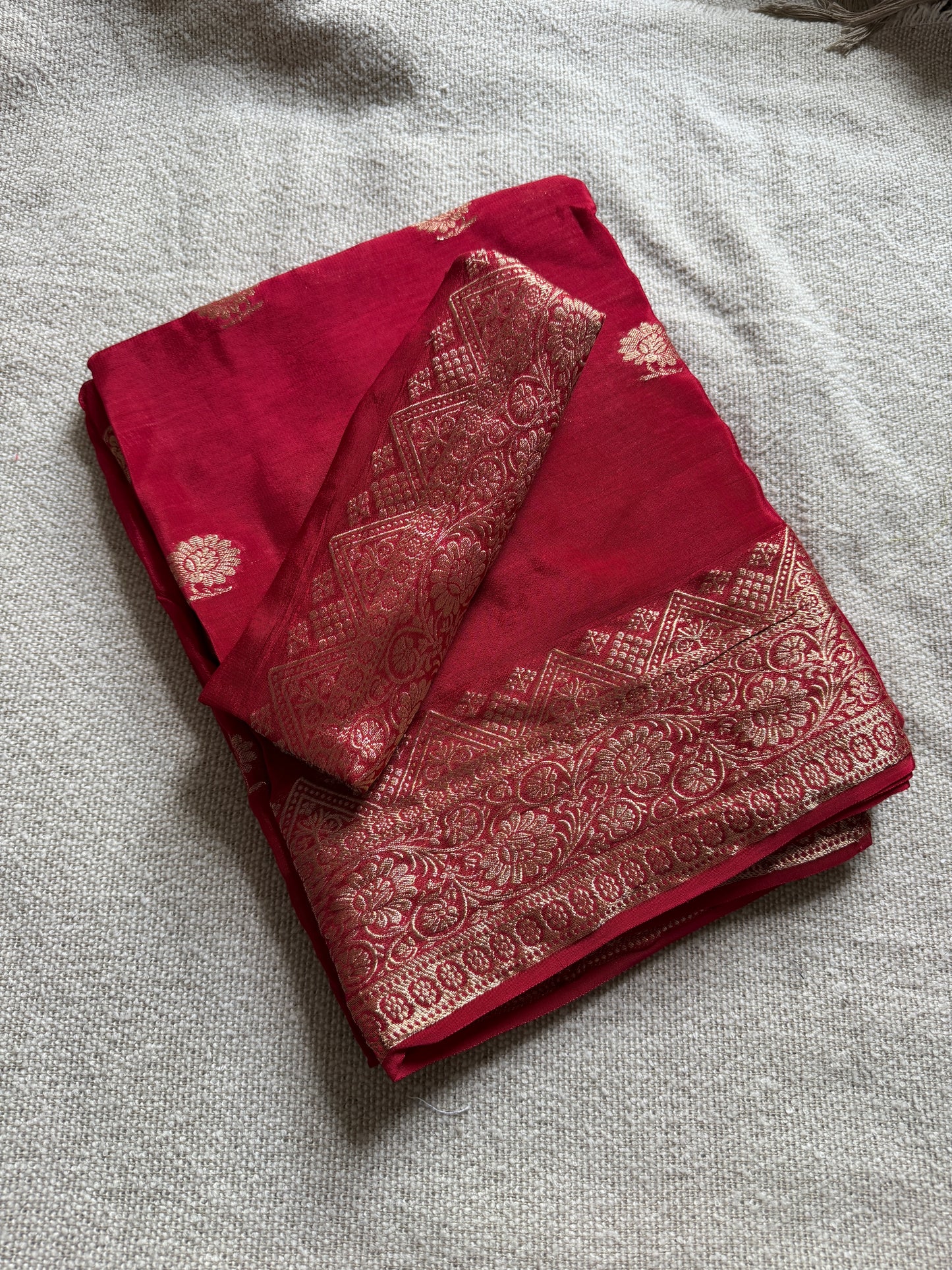 Red Crepe Silk Saree