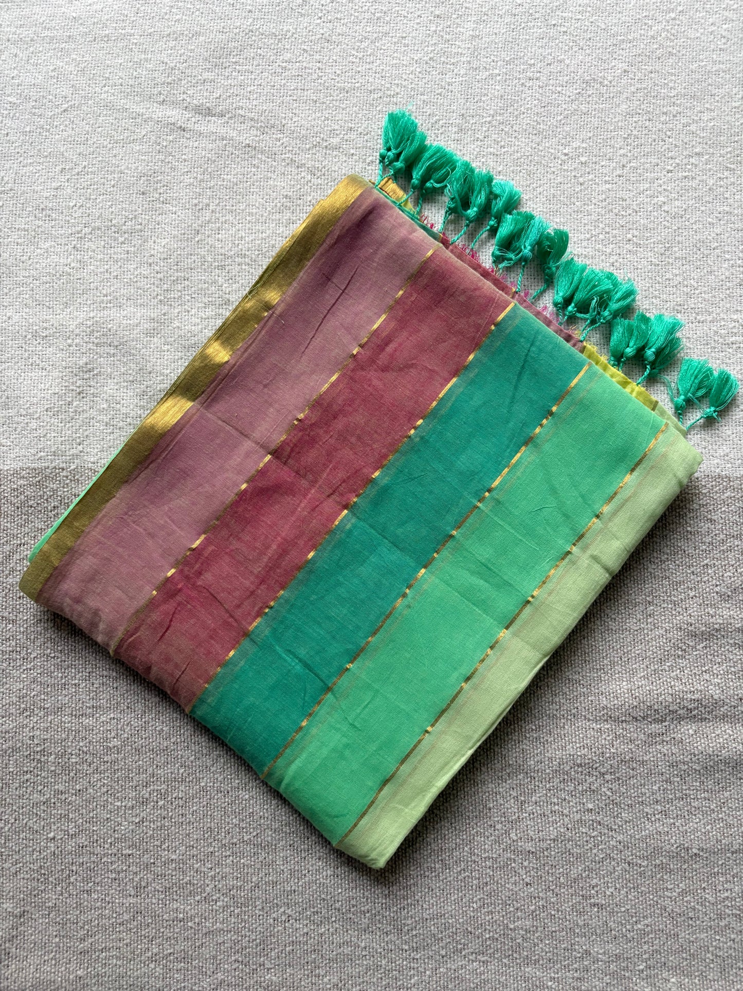 Multicoloured Mul Cotton Saree