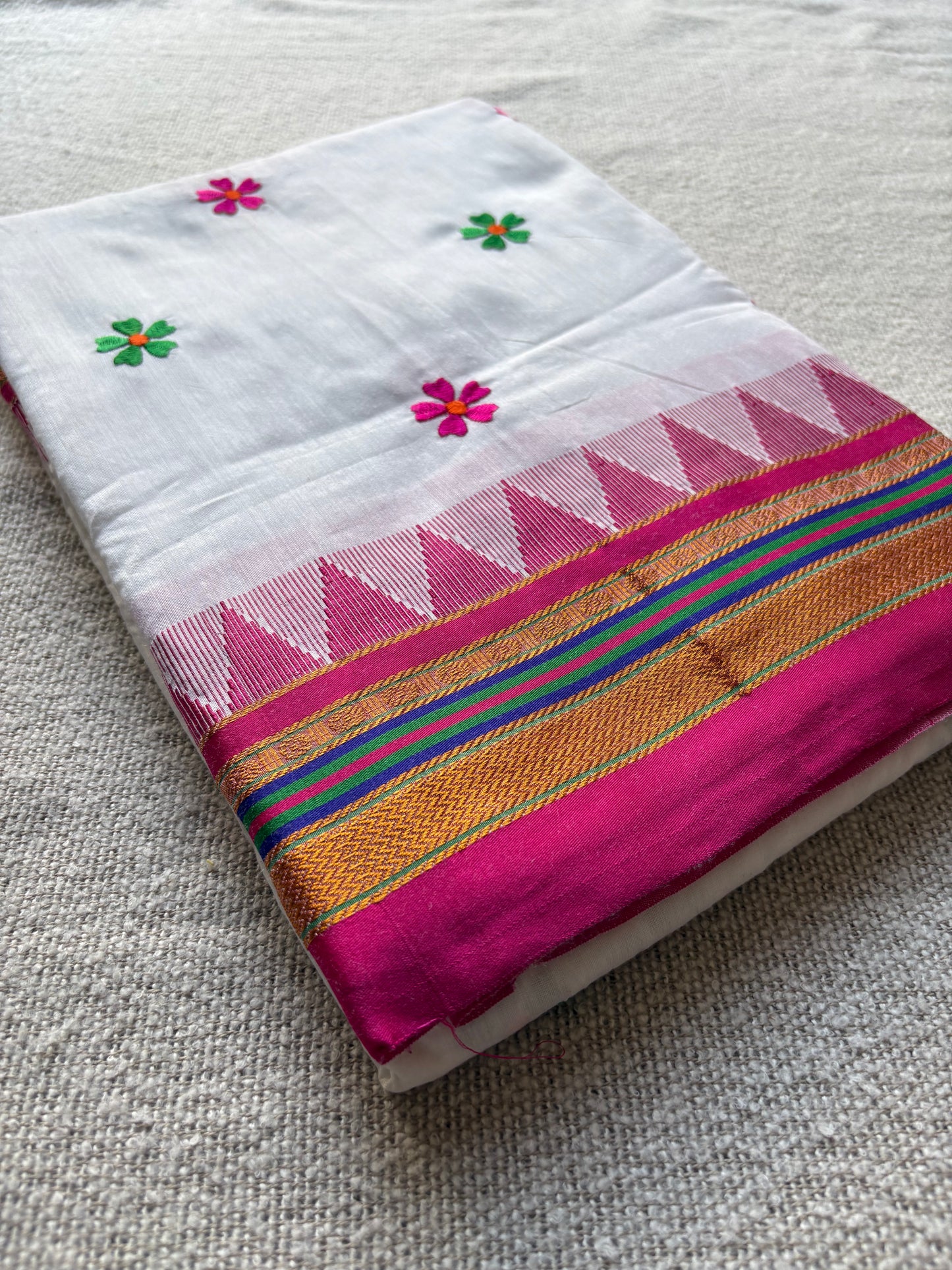 White Sadafuli Irkal Saree