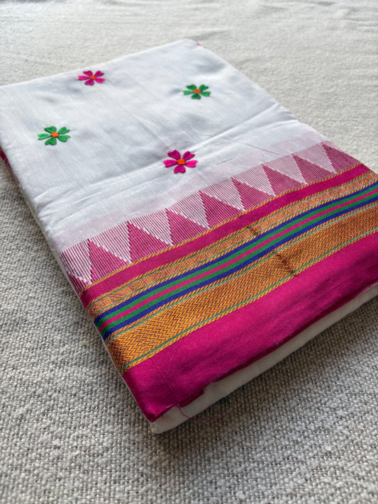 White Sadafuli Irkal Saree