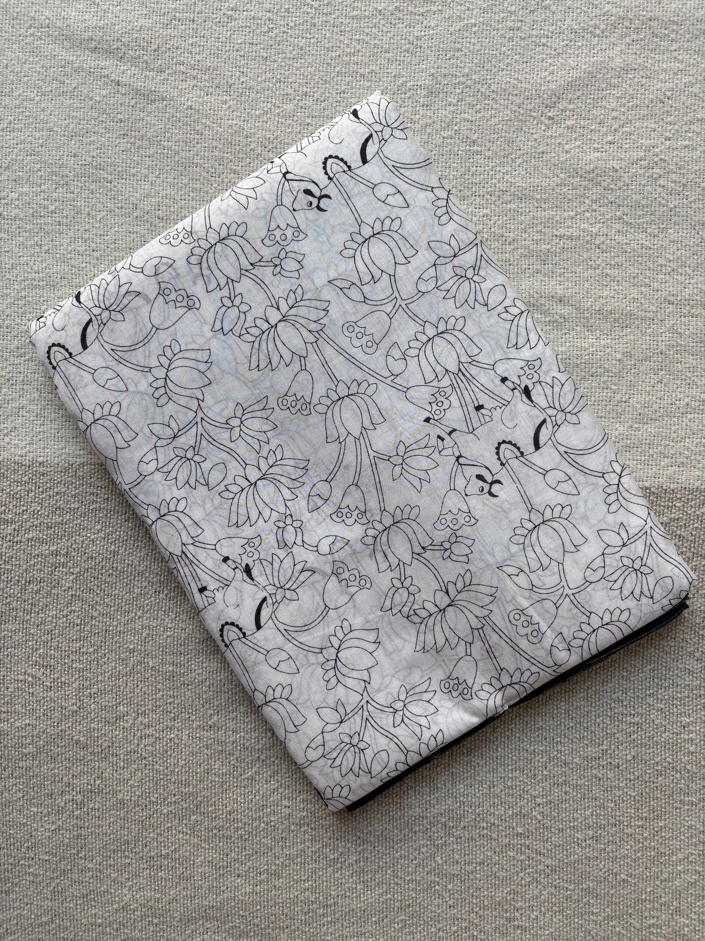 Black & White Kalamkari Digital Print Silk Saree