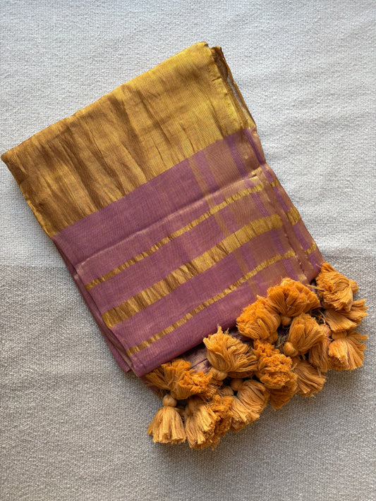 Golden-Pink Dual Shade Tissue Saree
