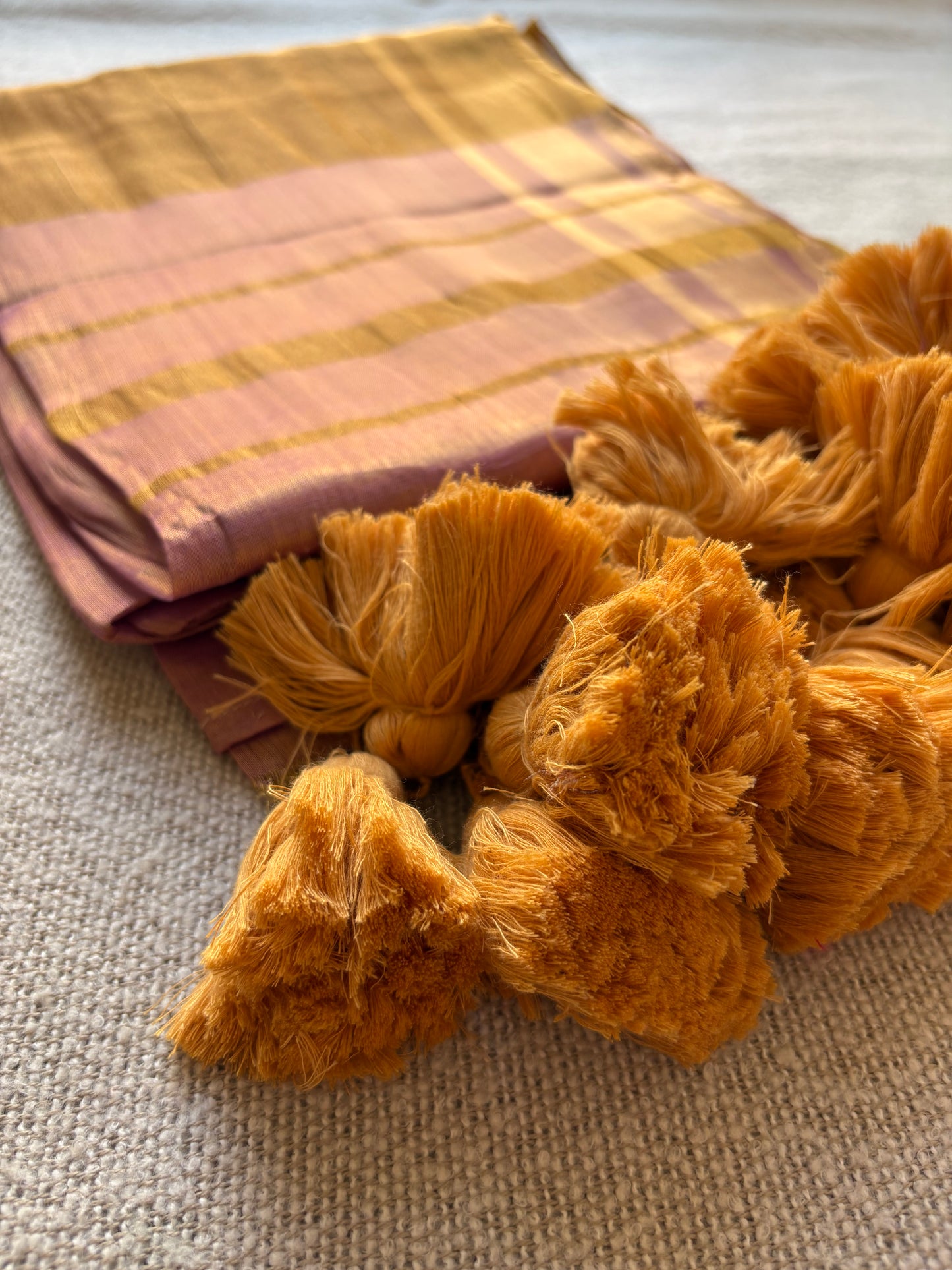 Golden-Pink Dual Shade Tissue Saree